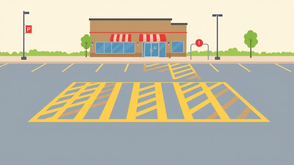 An informative visual explaining ADA Parking Space Striping Requirements for Franchise Locations for beginners and professionals