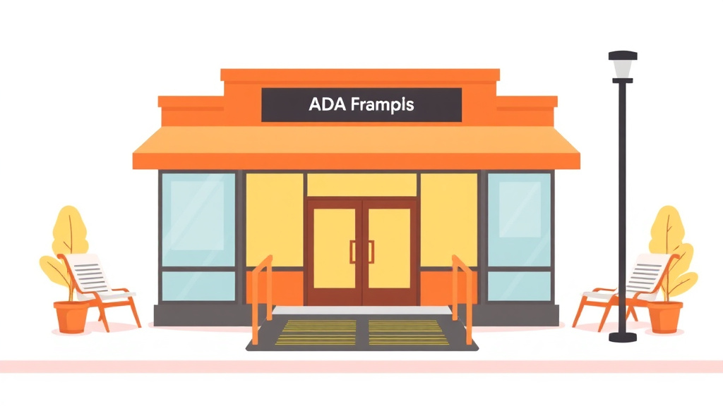 An informative visual explaining ADA Ramp Requirements for Franchise Locations for beginners and professionals