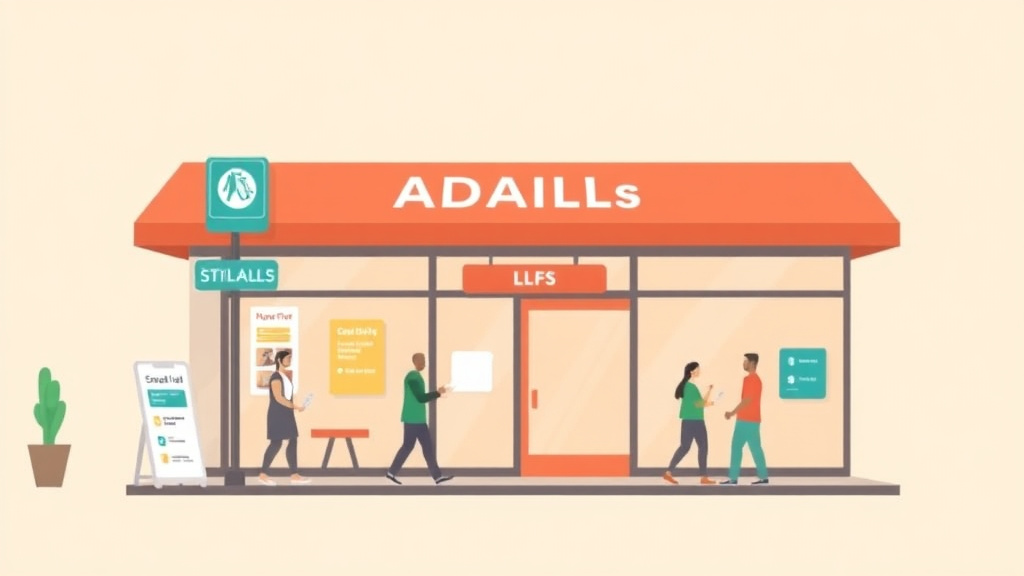 A professional illustration depicting ADA Wayfinding Requirements for Franchise Locations