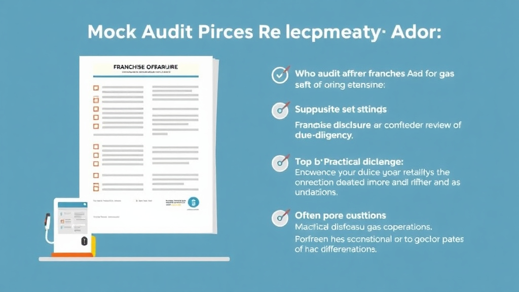 Action-oriented illustration showing how to apply mock Audit Guide for Gas Station Franchise Operations