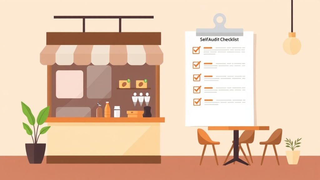 A professional illustration depicting self-Audit Checklist for Coffee Shop Franchise Locations