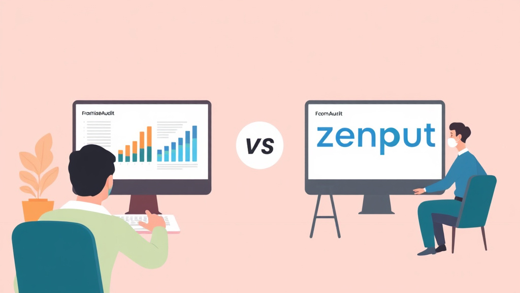 A professional illustration depicting franchiseAudit vs Zenput: Compliance Platform Comparison