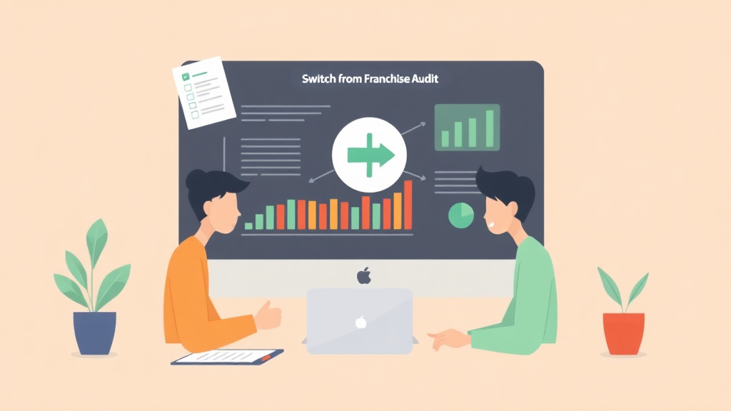 Educational graphic covering the essentials of switching from Spreadsheets to FranchiseAudit