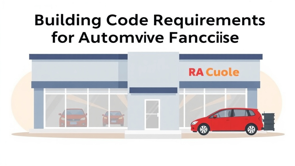 Illustration breaking down the fundamentals of building Code Requirements for Automotive Franchises
