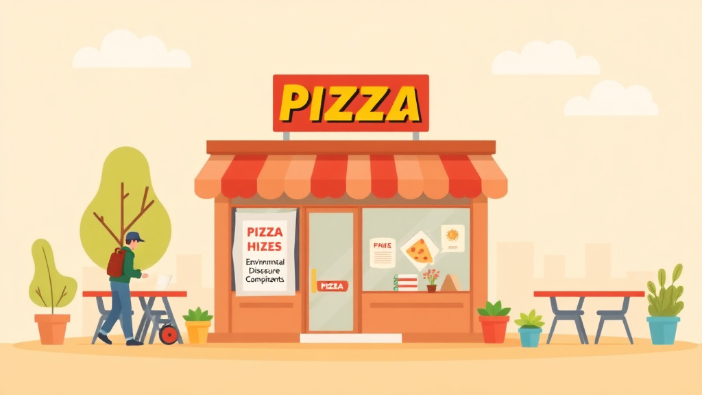 Visual overview of environmental Compliance for Pizza Franchises with key concepts highlighted