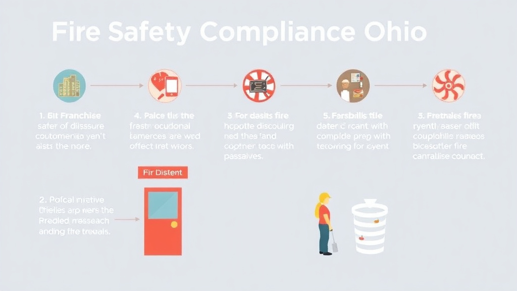 Action-oriented illustration showing how to apply fire Safety Compliance for Franchises in Ohio