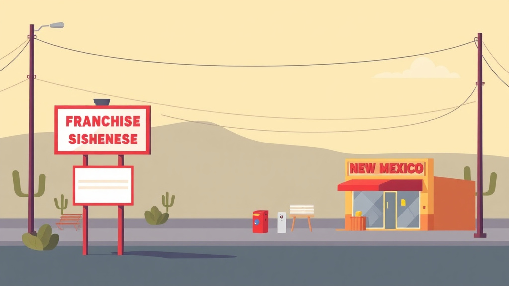 A professional illustration depicting franchise Signage Regulations in New Mexico