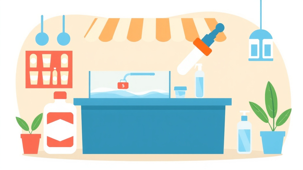 Educational graphic covering the essentials of food Safety Chemical Sanitizer Guide for Franchise Operators