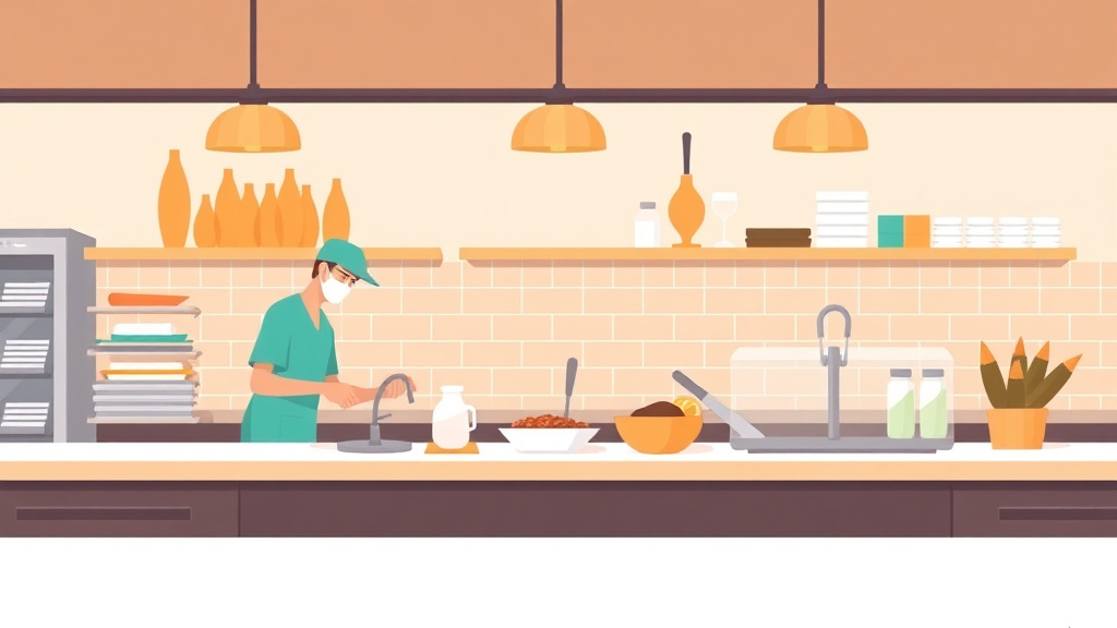 A professional illustration depicting health Inspection Preparation: Food Prep Surfaces for Franchise Operators