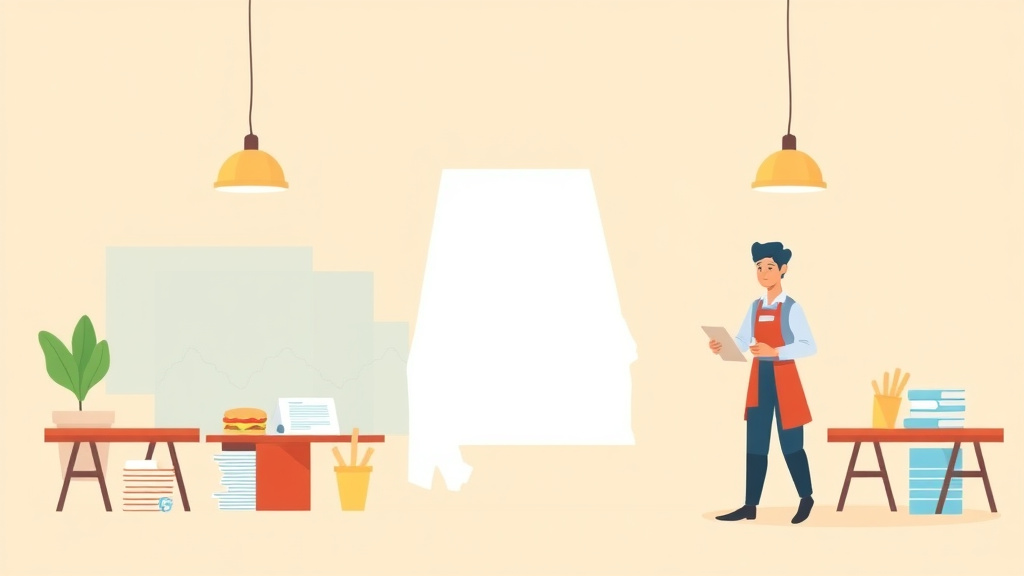 Visual overview of servSafe Certification Requirements in Alabama with key concepts highlighted