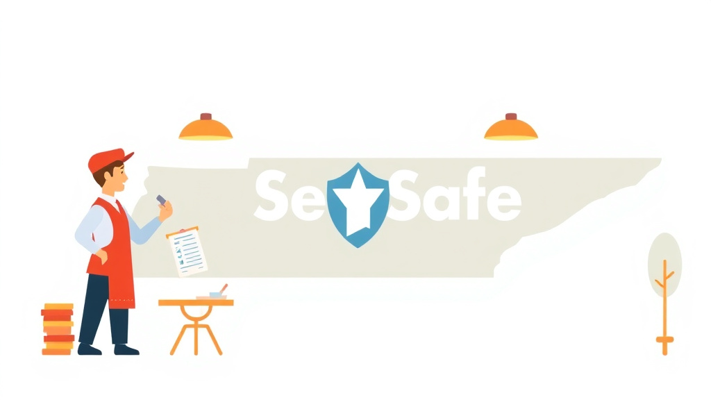Illustration breaking down the fundamentals of servSafe Certification Requirements in Tennessee