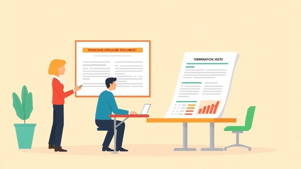 An informative visual explaining franchise Disclosure Document: Item 17 Renewal Termination Guide for beginners and professionals