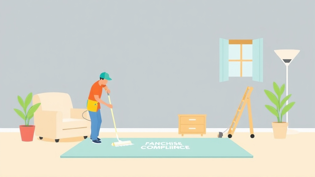 A professional illustration depicting carpet Cleaning Franchise Compliance Guide