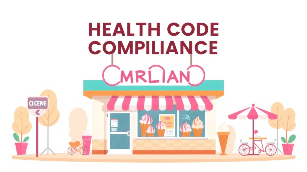 Visual overview of health Code Compliance for Ice Cream Franchises with key concepts highlighted
