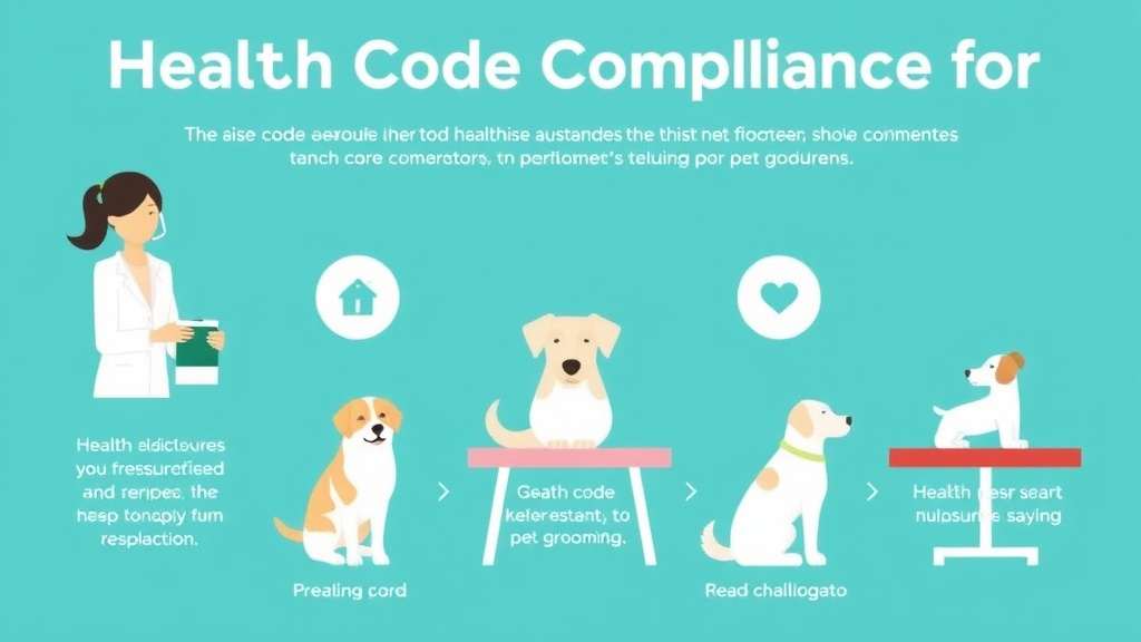 Action-oriented illustration showing how to apply health Code Compliance for Pet Grooming Franchises