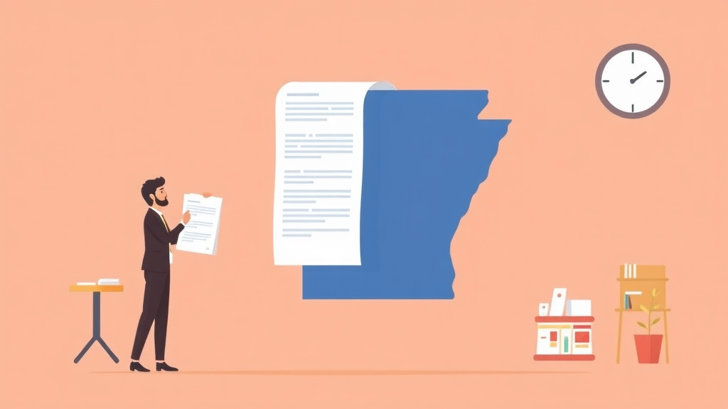 A professional illustration depicting overtime Rules for Franchise Employees in Arkansas