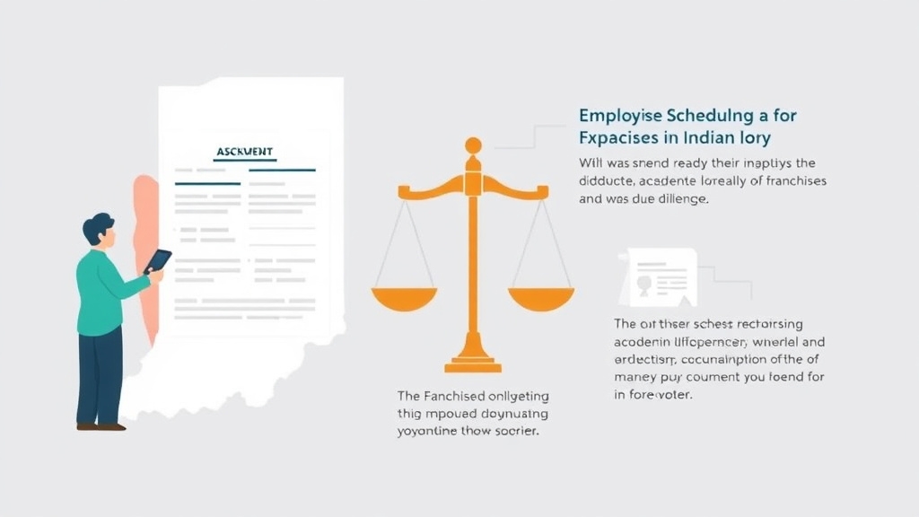 Process flow illustration for putting employee Scheduling Laws for Franchises in Indiana into action