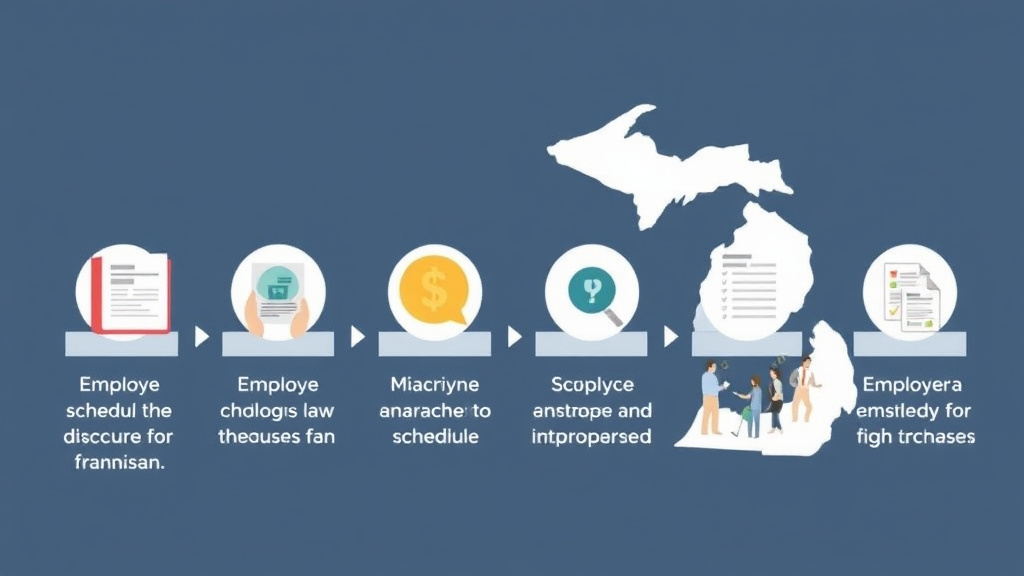 Step-by-step visual guide for implementing employee Scheduling Laws for Franchises in Michigan