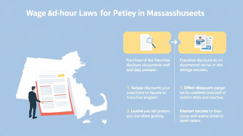 Action-oriented illustration showing how to apply wage and Hour Laws for Franchise Operators in Massachusetts